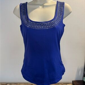 NWT Cache Blue Embellished Tank Top Sleeveless Size Small